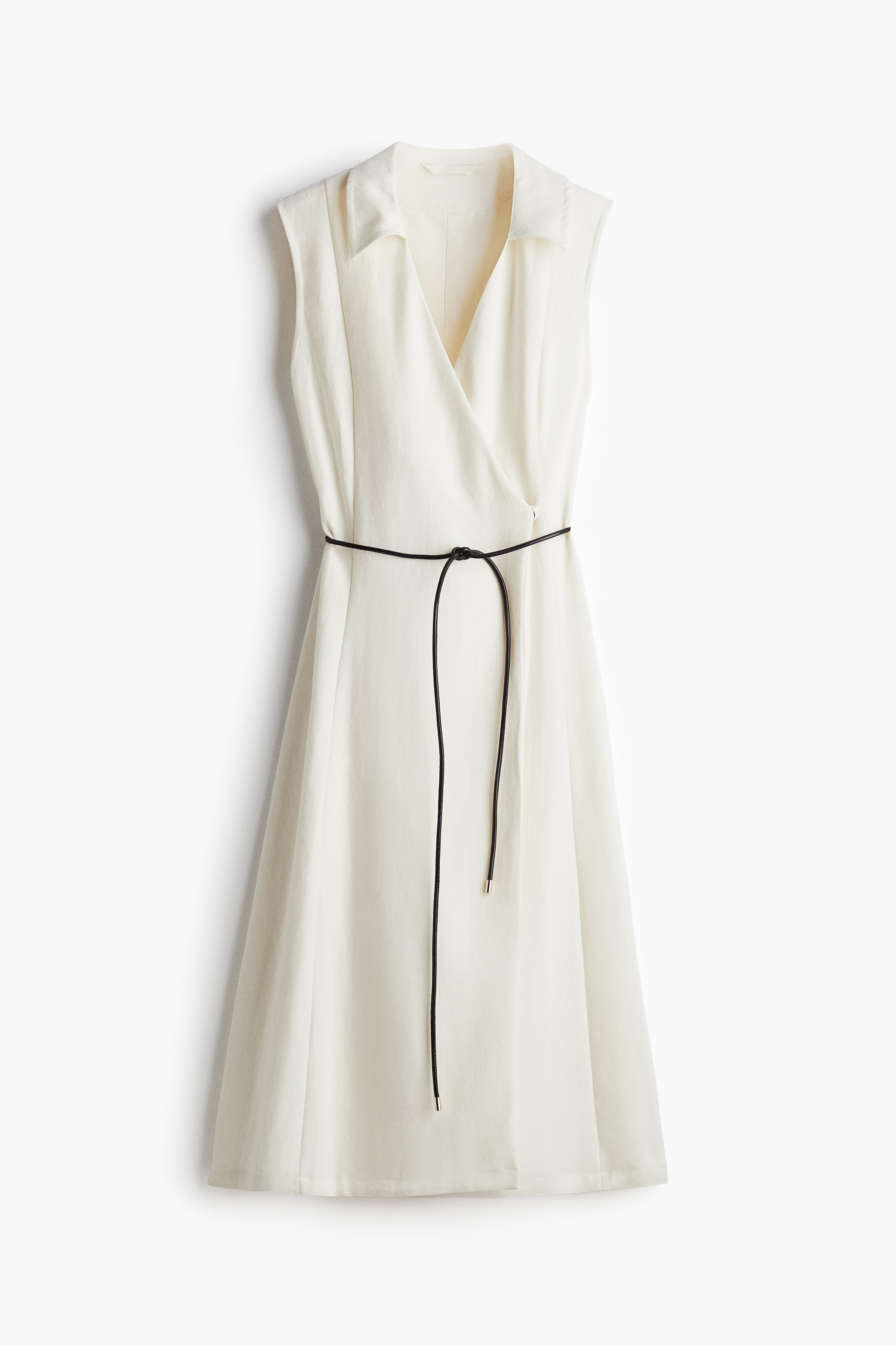 Κρουαζέ φόρεμα με δετή ζώνη - Λευκό/Μαύρο