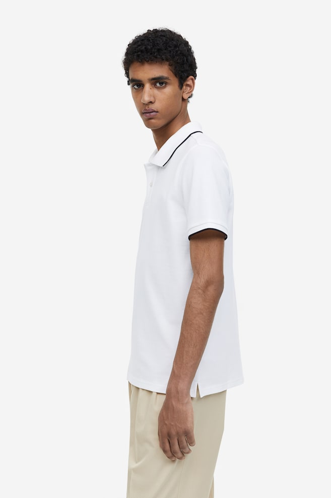 Slim Fit Cotton polo shirt - White/Dark brown/Yellow - 6
