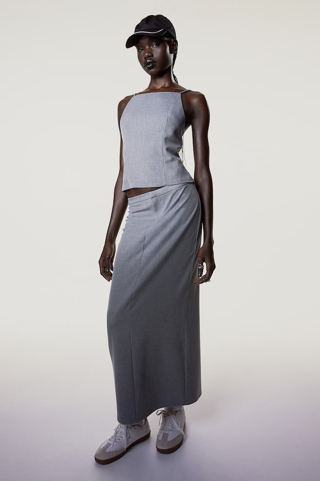 Twill tailored maxi skirt - Grey/Black/Black/Pinstriped - 3