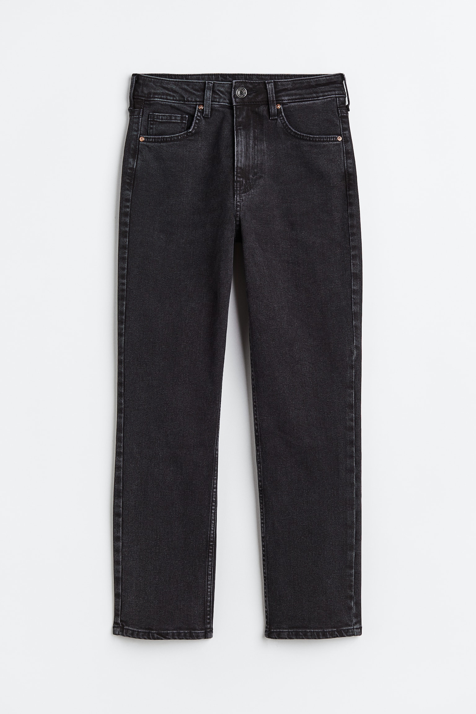 Straight High Ankle Jeans - Black/Dark denim blue