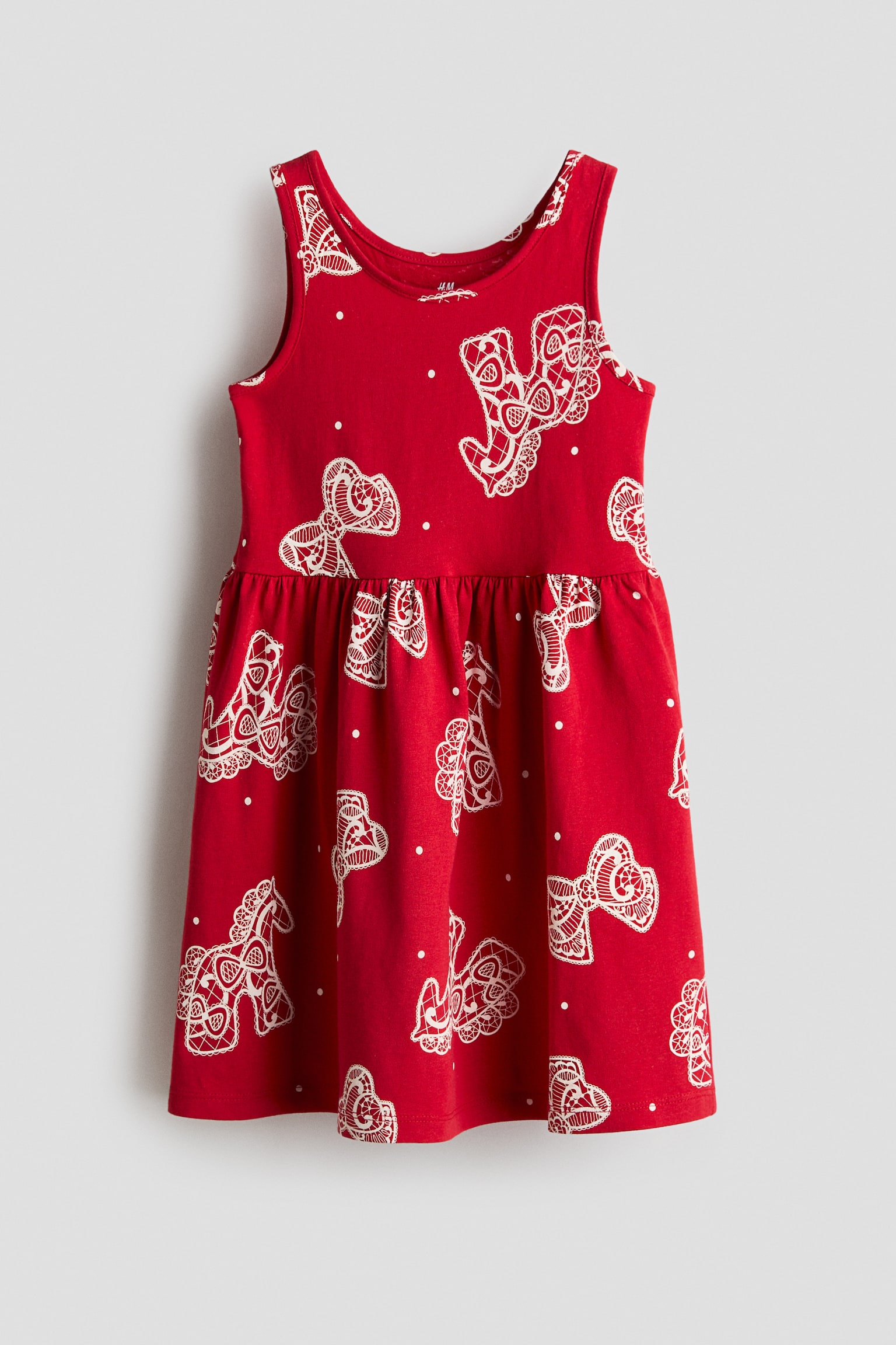 Printed cotton dress - Red/Horses/Light pink/Horses - 1