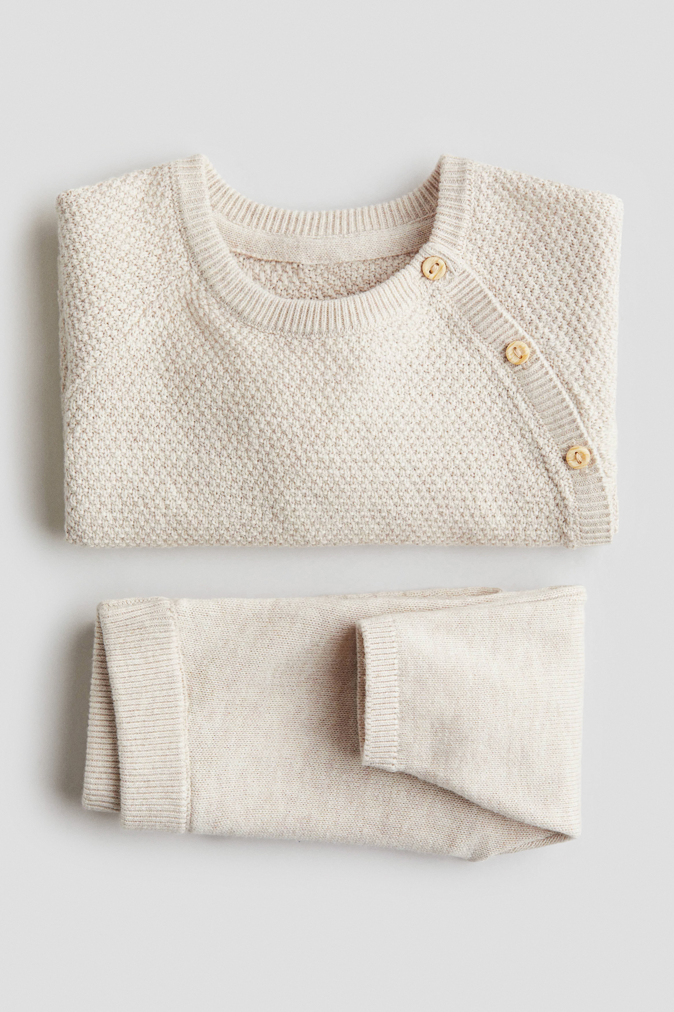 Ensemble 2 pièces en coton - Beige clair/Bleu ancien clair/Crème/Vert clair