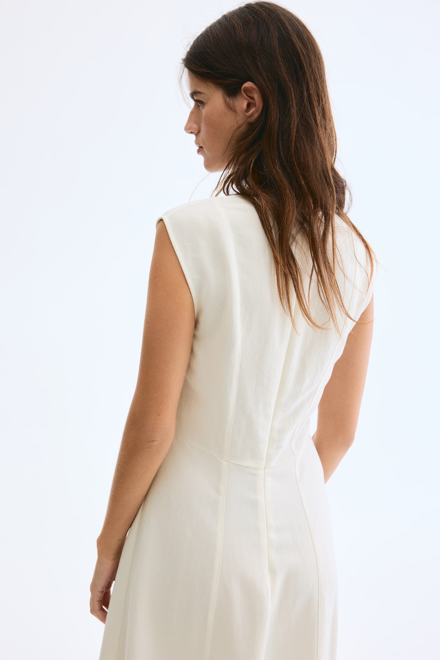 Váy midi không tay - Màu kem/Màu nâu đậm - 5