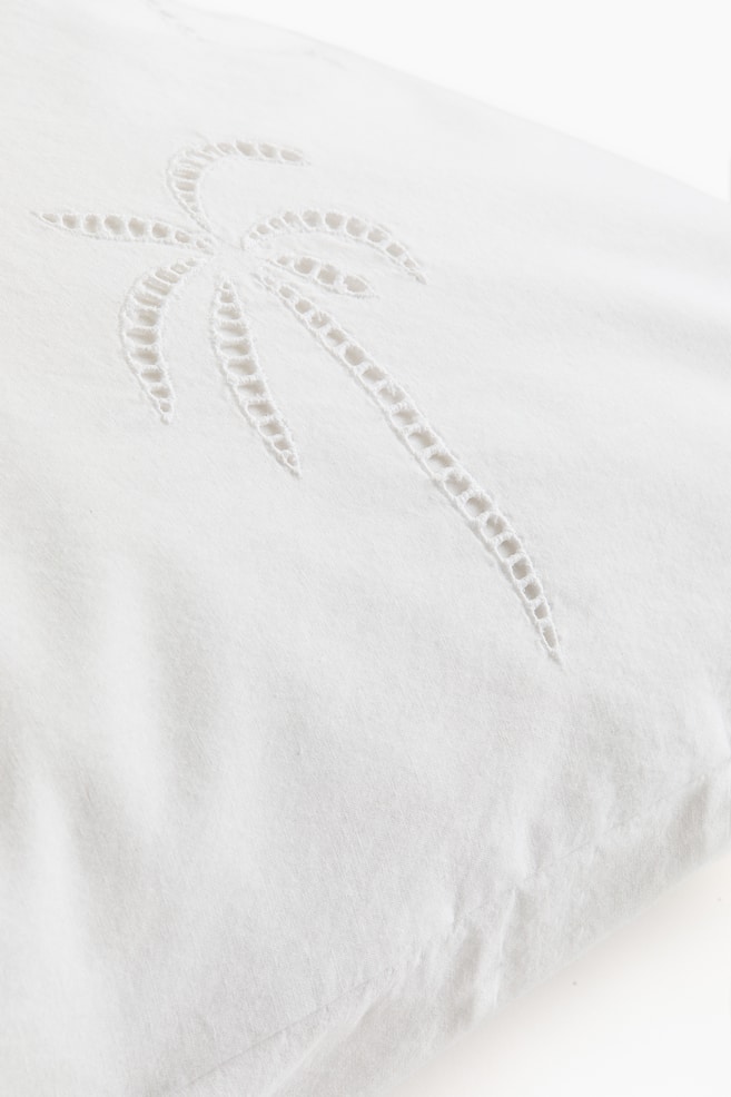 Pillowcase with Eyelet Embroidery-White - 4