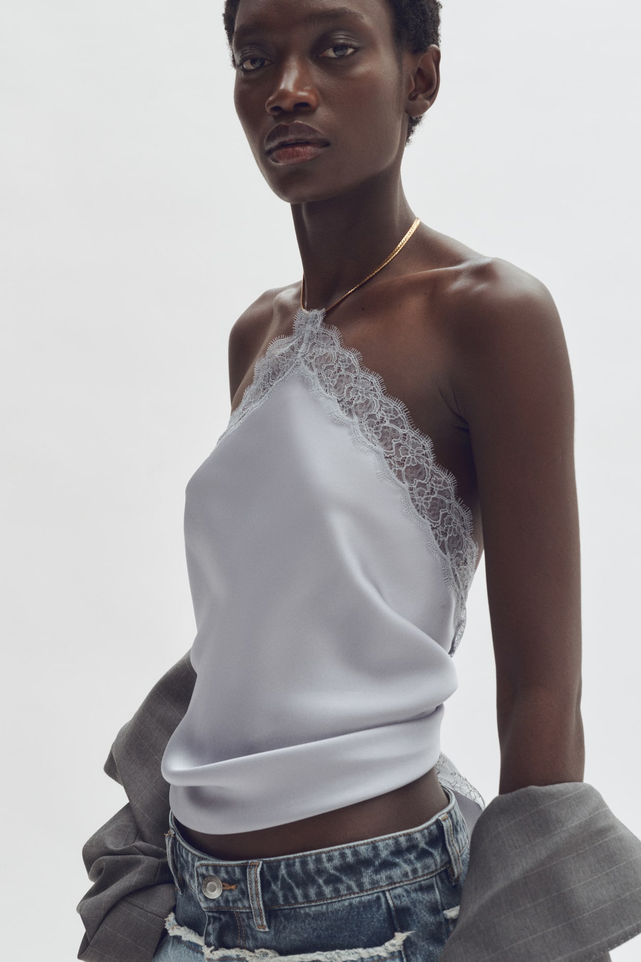 Lace-Trimmed Halterneck Top - image 3