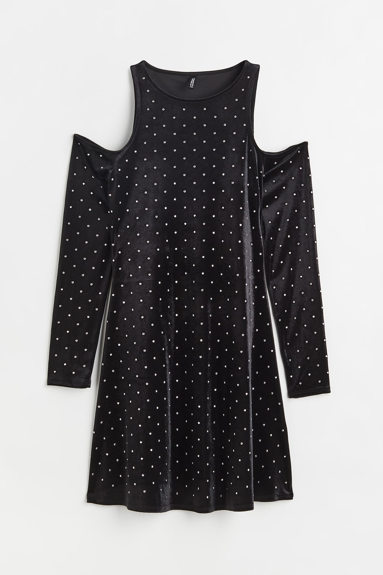 METOES Vestido Largo Negro Con Hombros Descubiertos