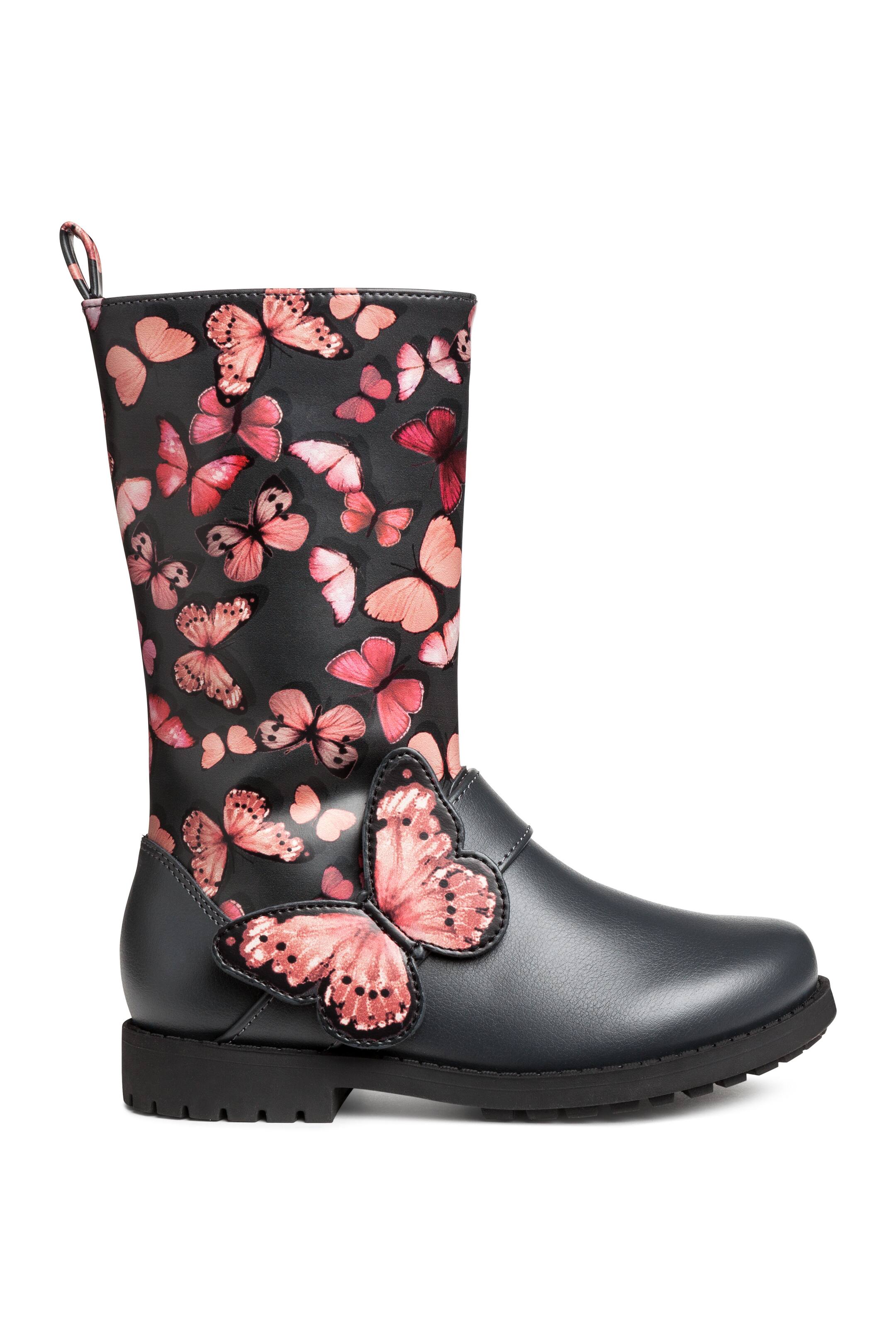 View larger image: Warm-lined boots - Dark grey/Butterflies - Kids | H&M GB 1