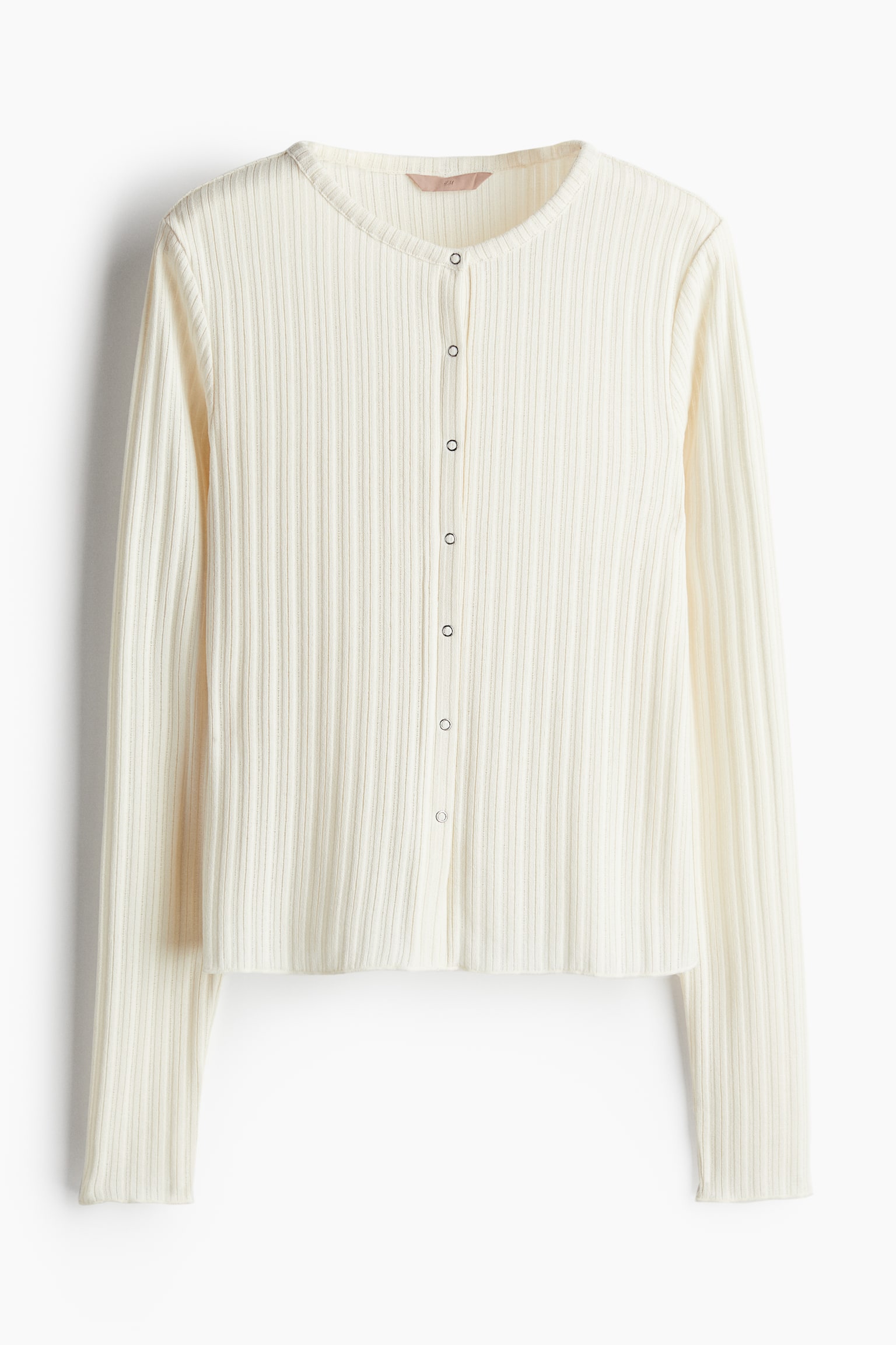 Rib-knit cardigan - Cream/Black - 2