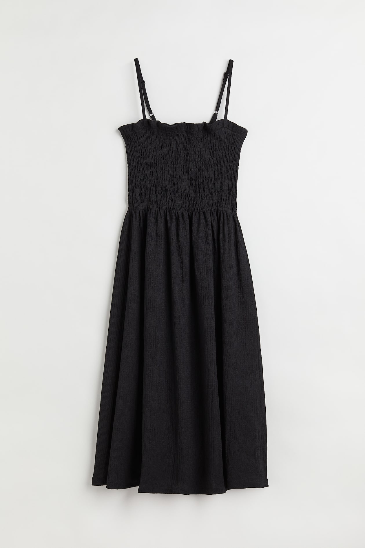 Smocked Dress - Sleeveless - Midi - Black - Ladies | H&M US