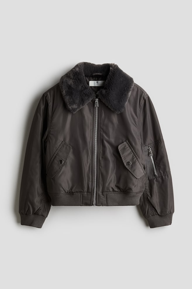 Bomber avec col - Gris foncé - 1