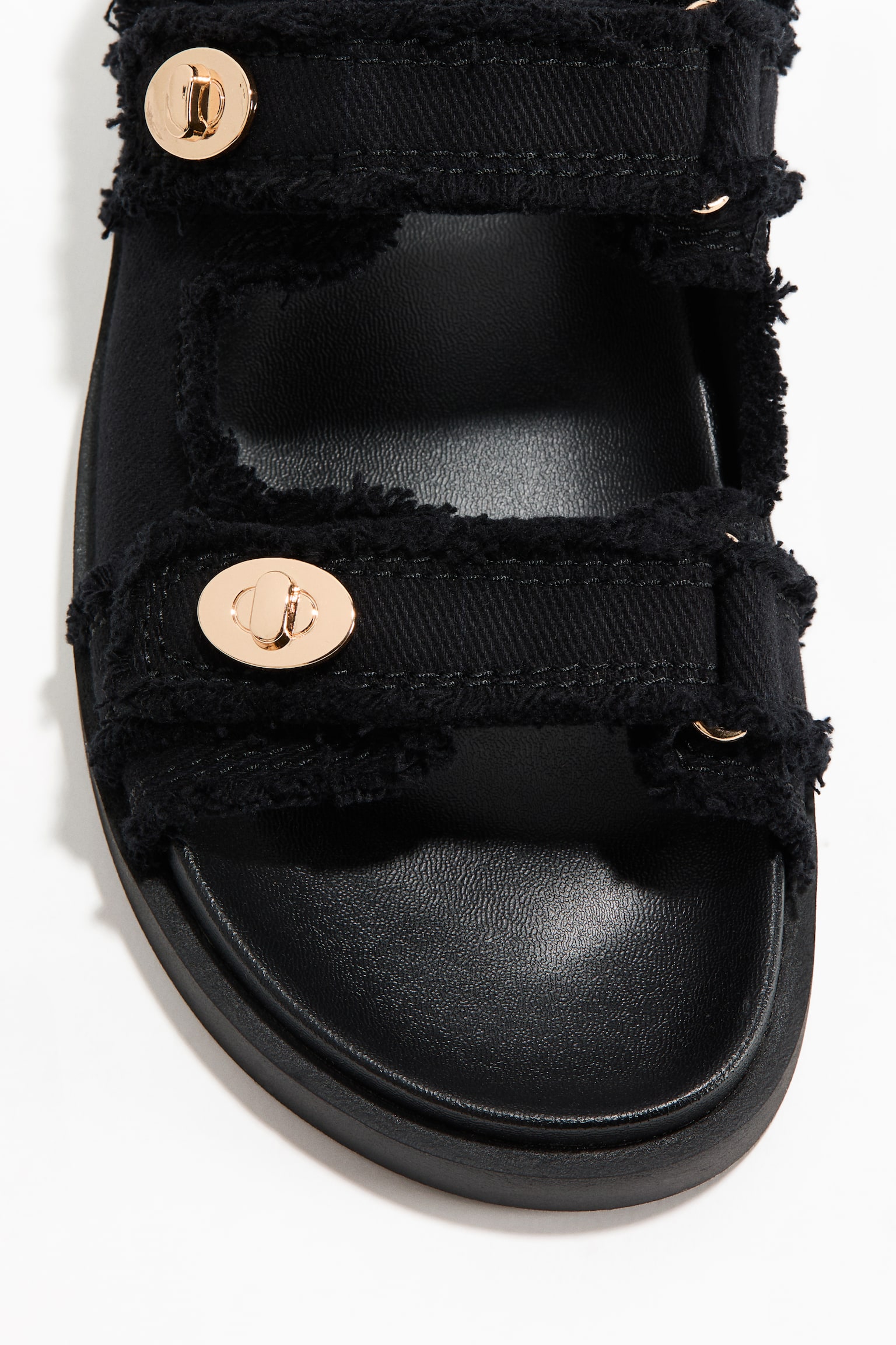 Cotton twill sandals - Black/Light beige - 4