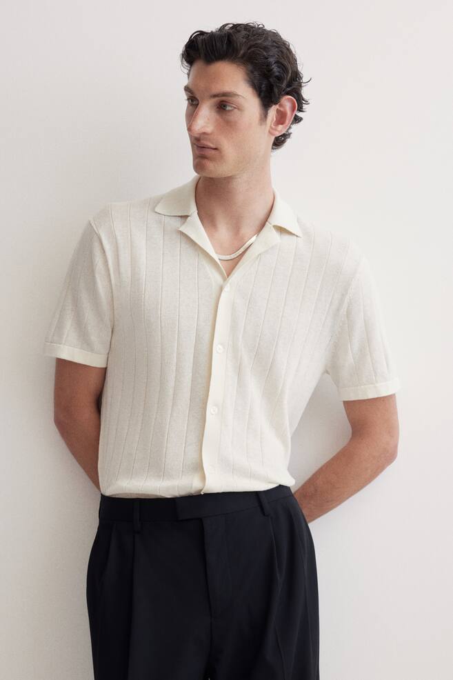 Regular-Fit Linen-Blend Resort Shirt - Cream/Cream/Dark beige - 2