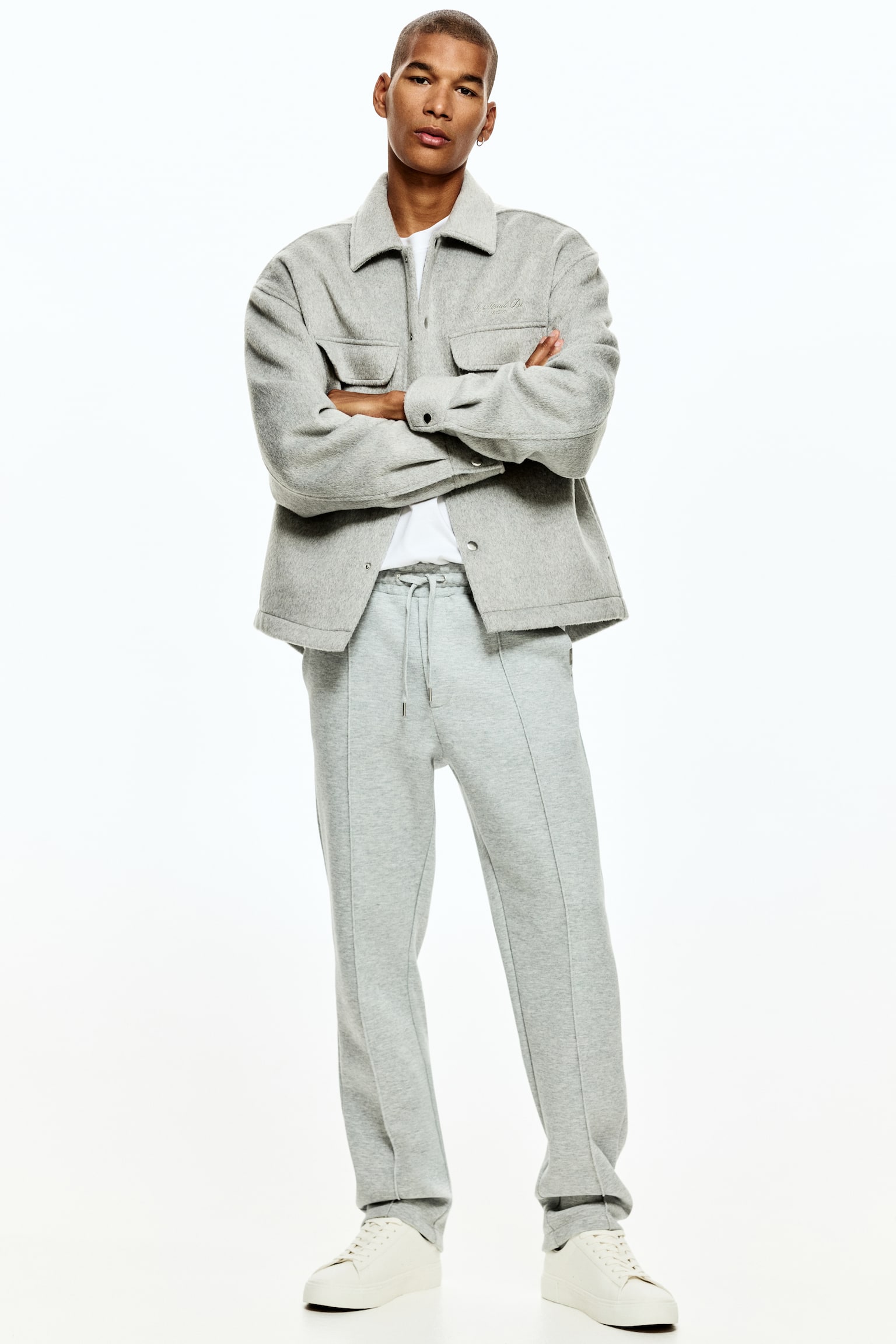 Regular Fit Tailored joggers - Light grey marl/White/Black/White/Dark brown - 1