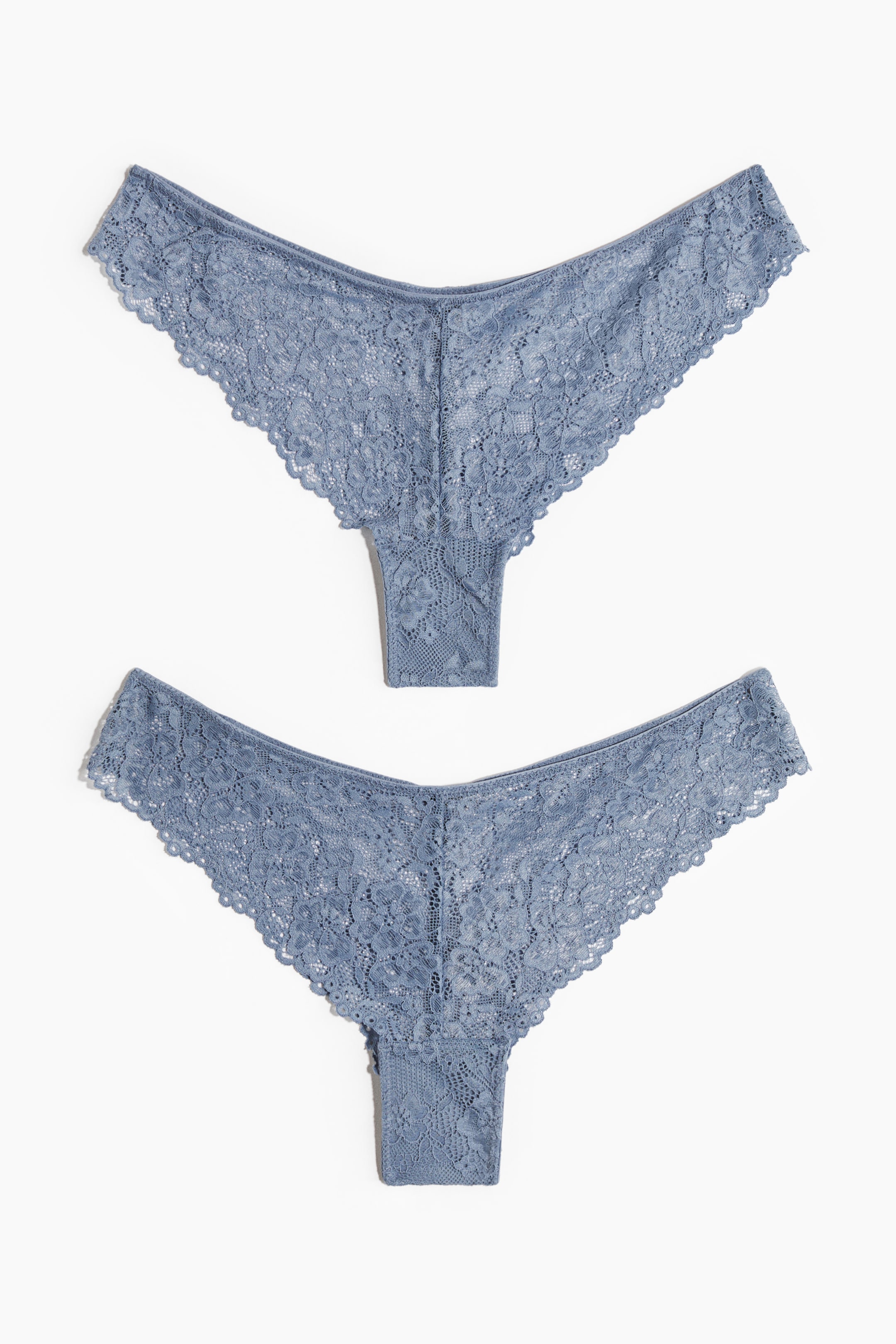 Ver imagen más grande: Pack de 2 bragas Brazilian de encaje - Azul paloma - MUJER | H&M ES 1