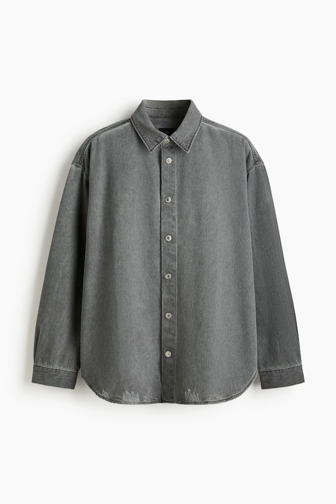 Jeanshemd in Oversized Fit - Vintagegrau/Blasses Denimblau - 1