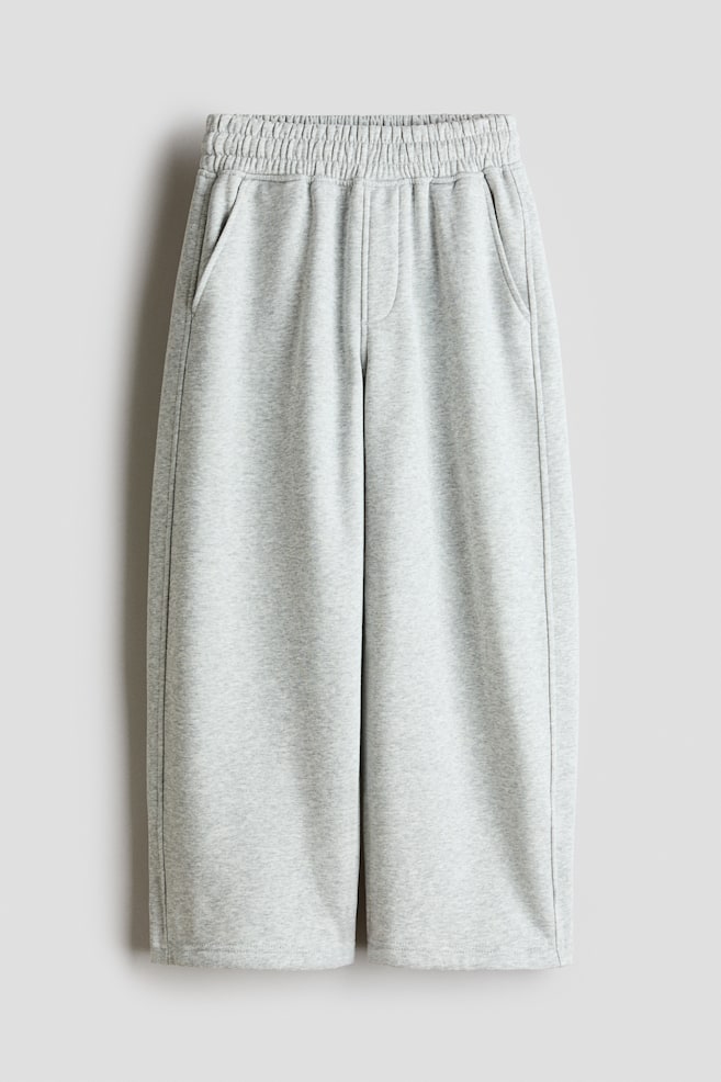 Balloon-Leg Brushed-Inside Joggers - Light gray melange/Black - 1