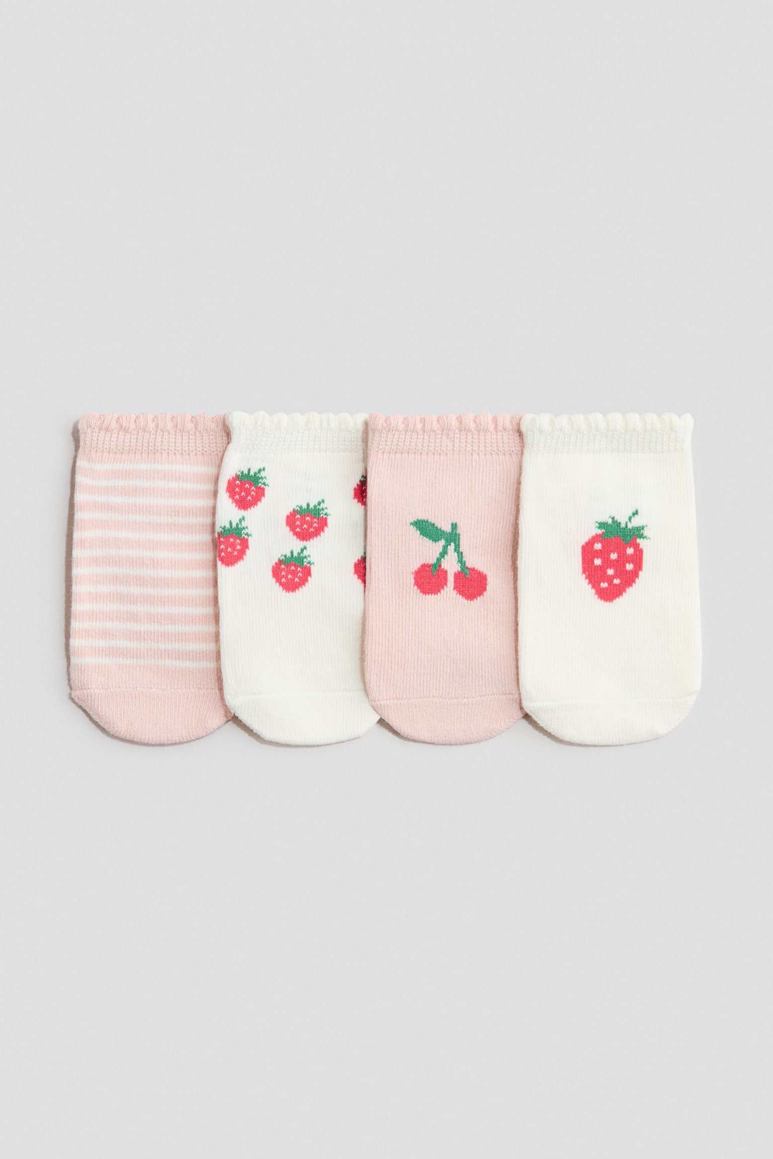 4-pack shaftless socks - Light pink/Strawberries
