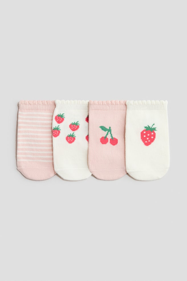 4-pack shaftless socks - Light pink/Strawberries/Light green/Fruits - 1