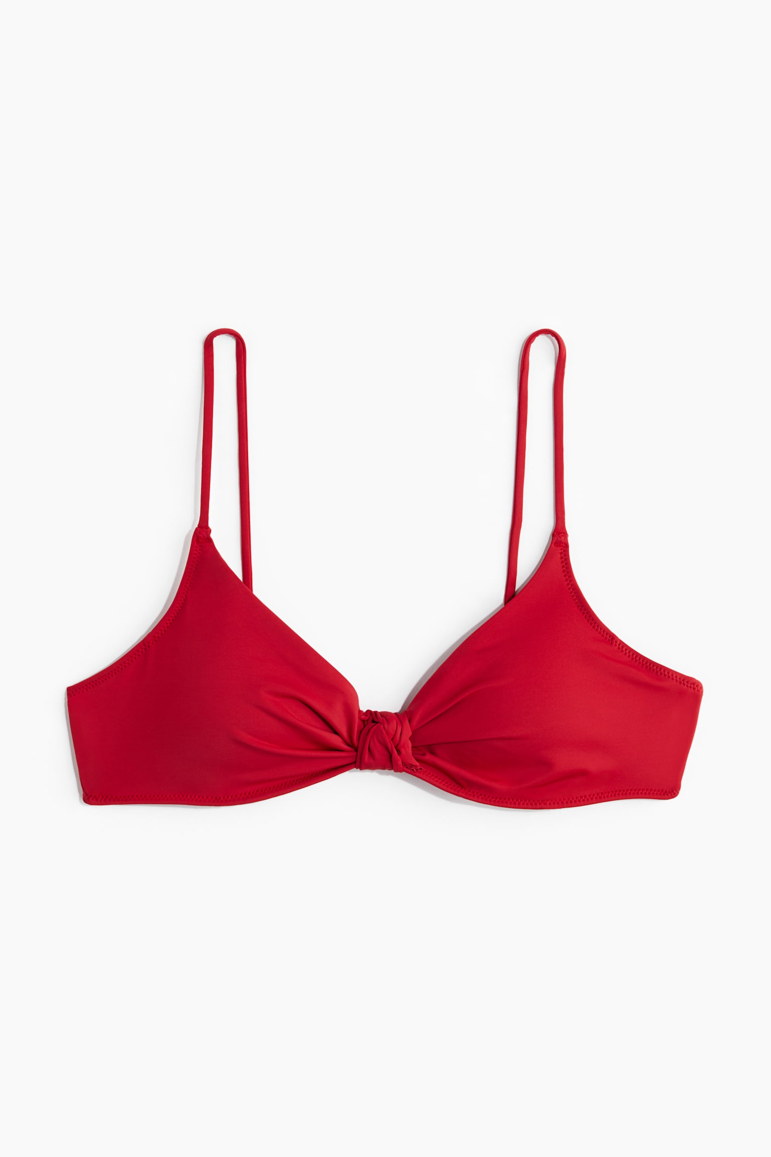 Knot Detail Padded Bikini Top - Red/Black - 2