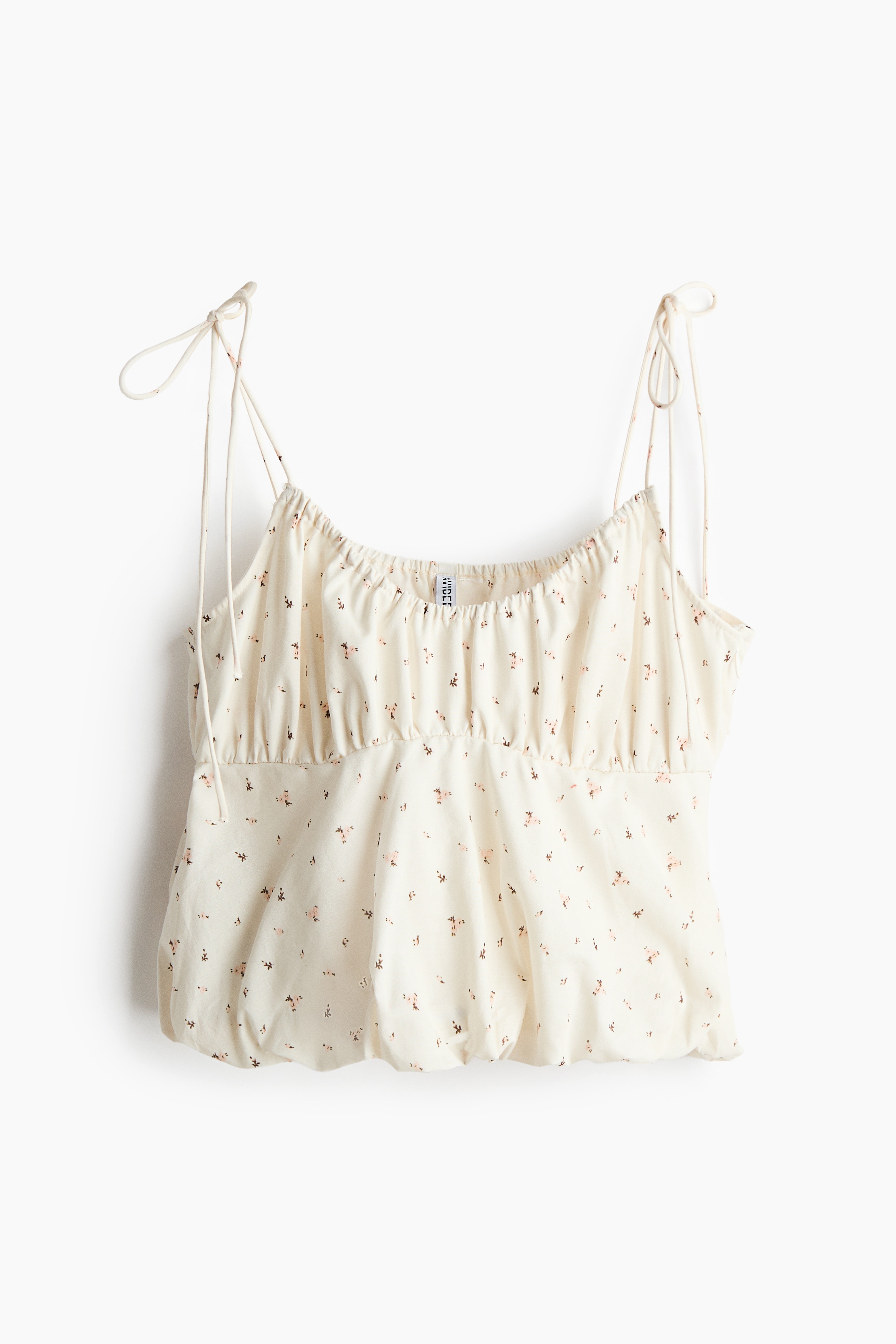 Top de tirantes con bastilla abombada - Crema/Floreado/Azul claro/Franjas/Azul oscuro