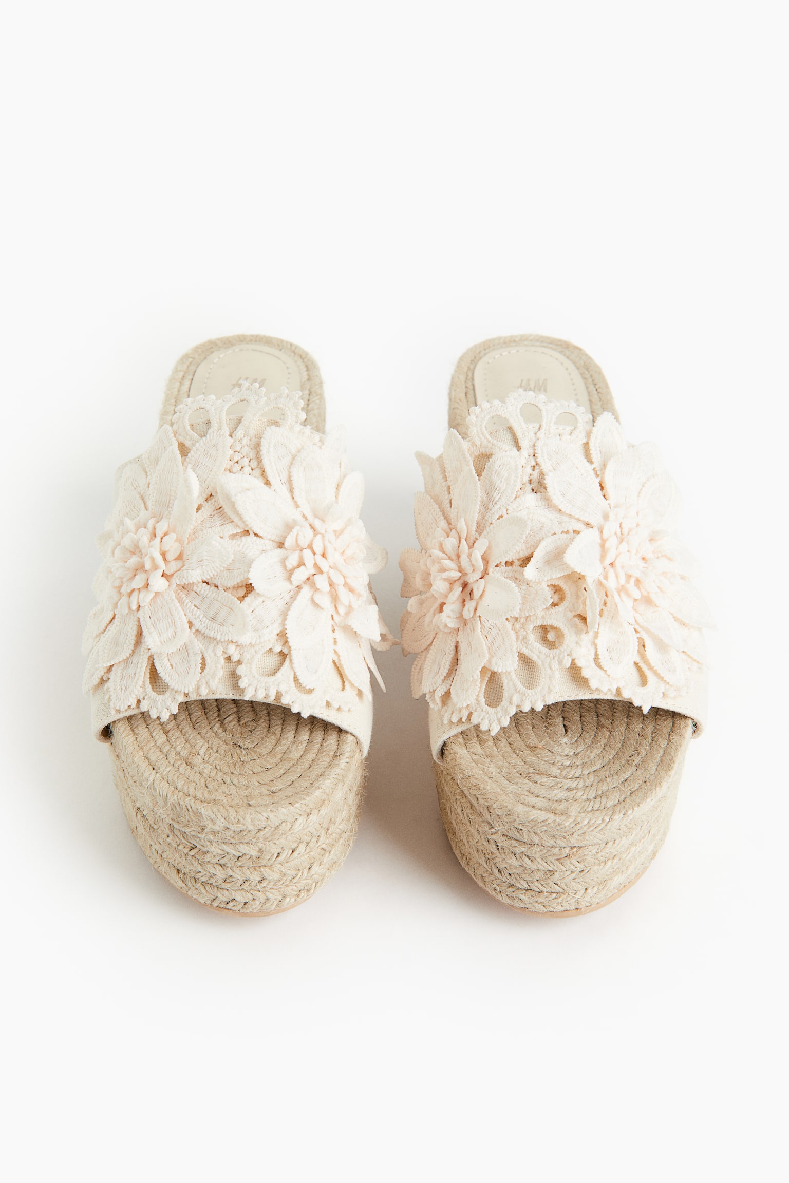 Wedge-heeled espadrille sandals - Cream - 4