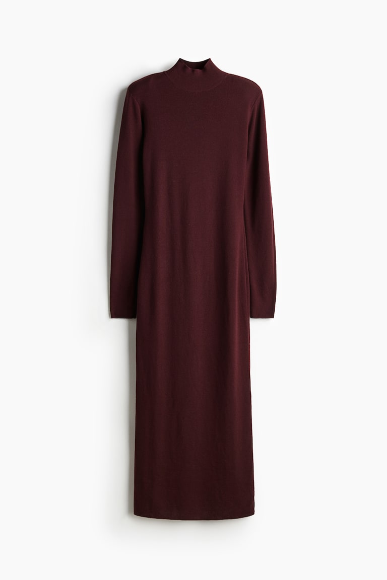 green emerald velvet dress Total Allure Mock Neck Side Slit Midi Dress main image 0