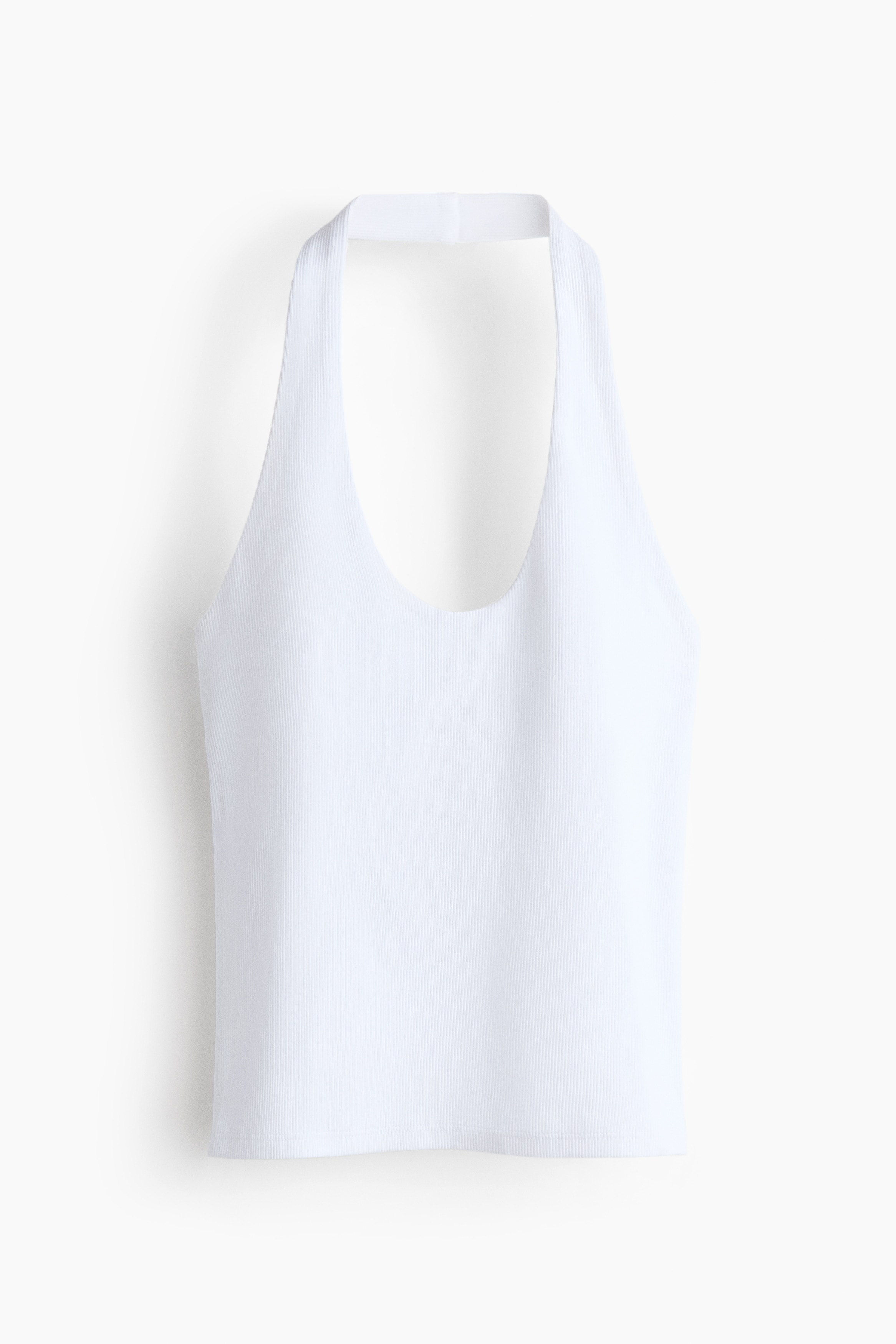 Ribbed halterneck top - White/Black/Light pink