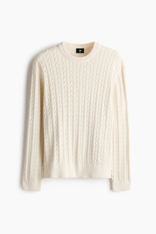 Regular-Fit Cable-Knit Sweater - Cream/Red/Green/Light blue/Gray - 1