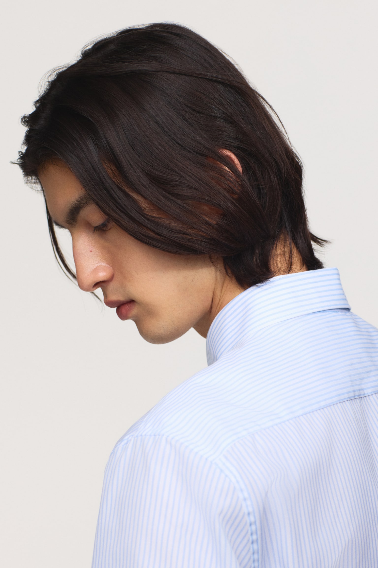 Regular Fit Easy-iron shirt - Light blue/Striped/Light blue/Black/White - 4