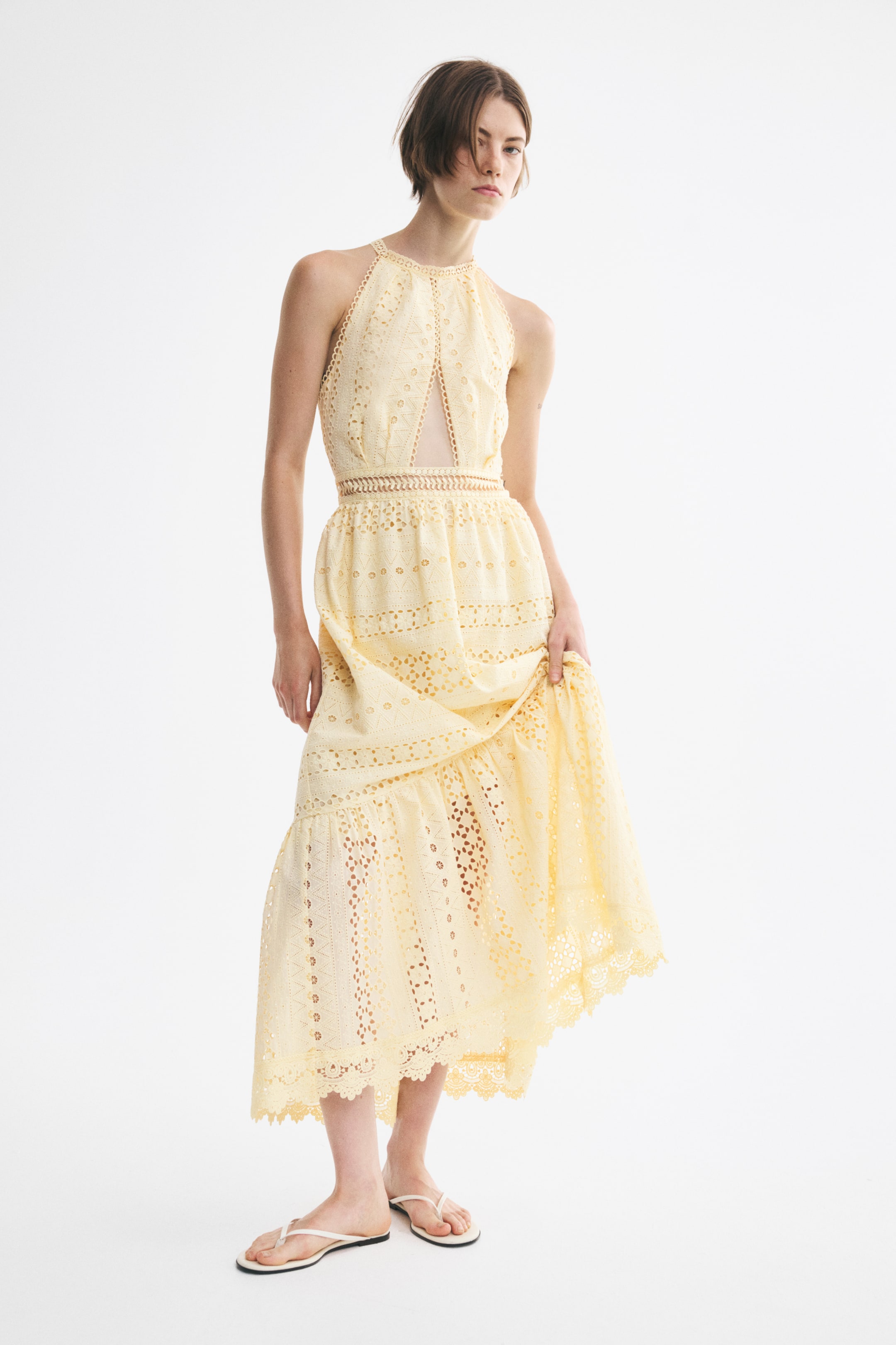 Eyelet-Embroidered Cutout Dress