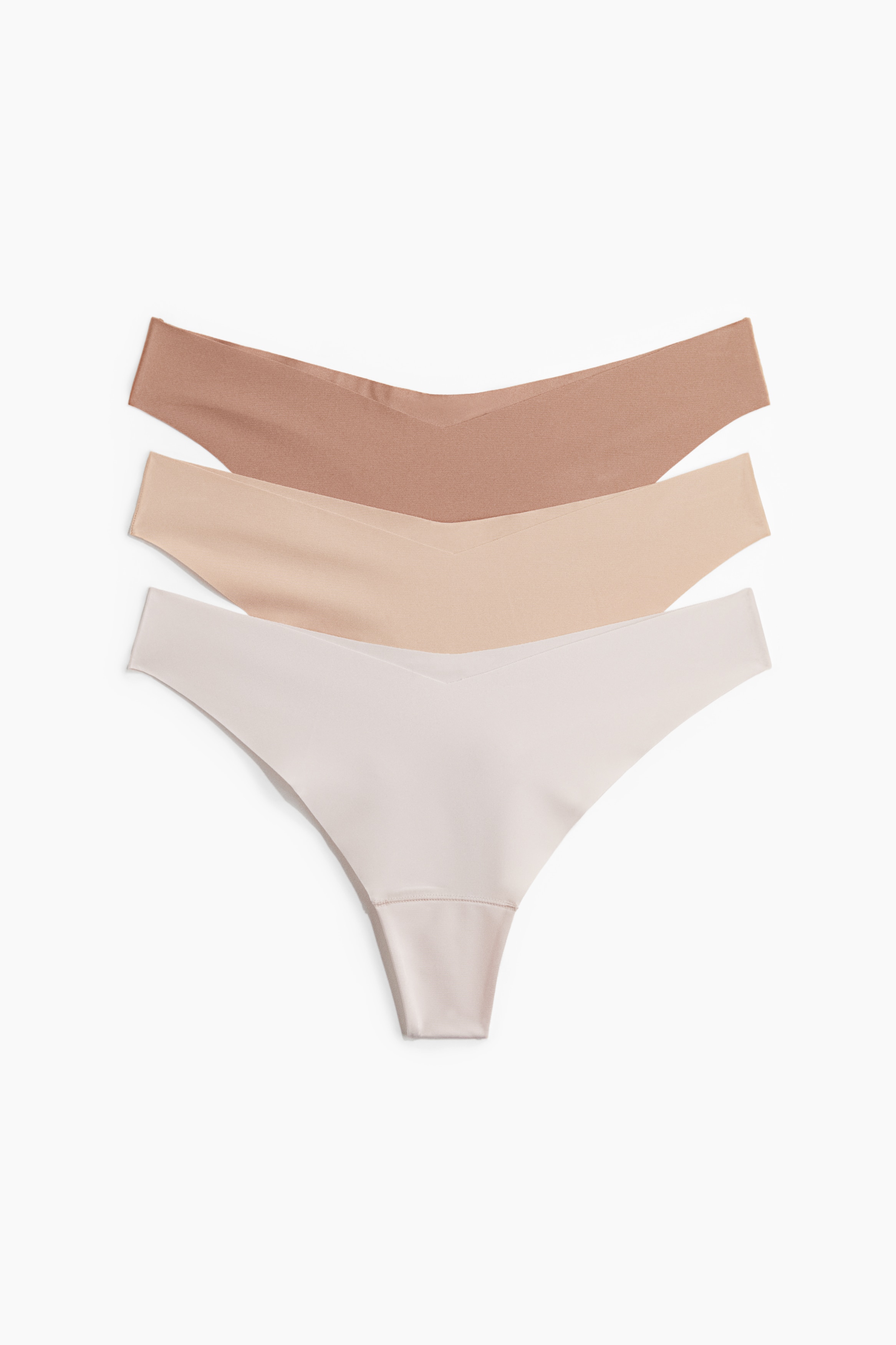 Set van 3 no-show slips - Thong - Lichtbeige/beige/donkerbeige/Zwart/Beige/Dusty paars/poederroze