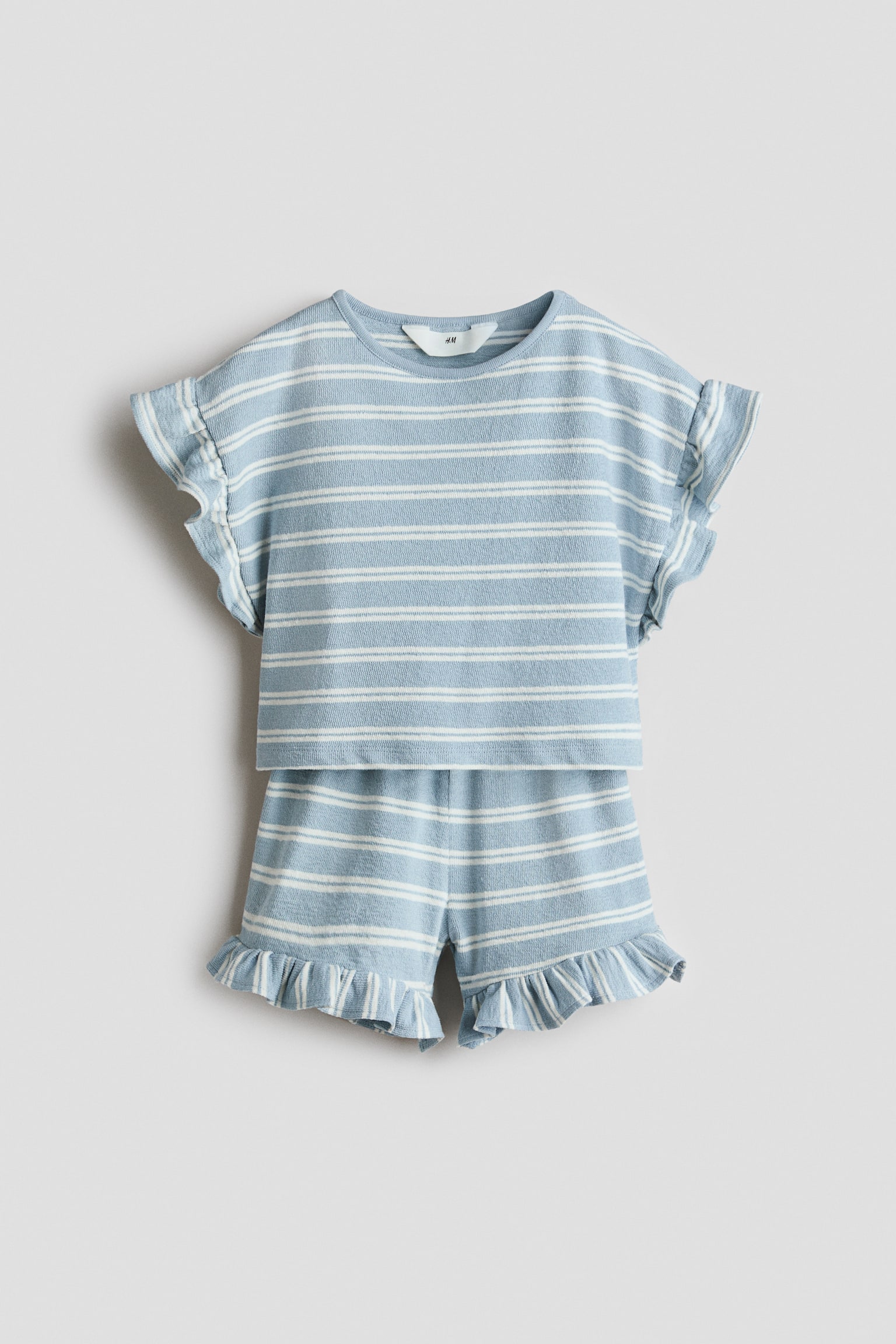 Ensemble 2 pièces en tissu éponge - Bleu ancien/rayé - 1