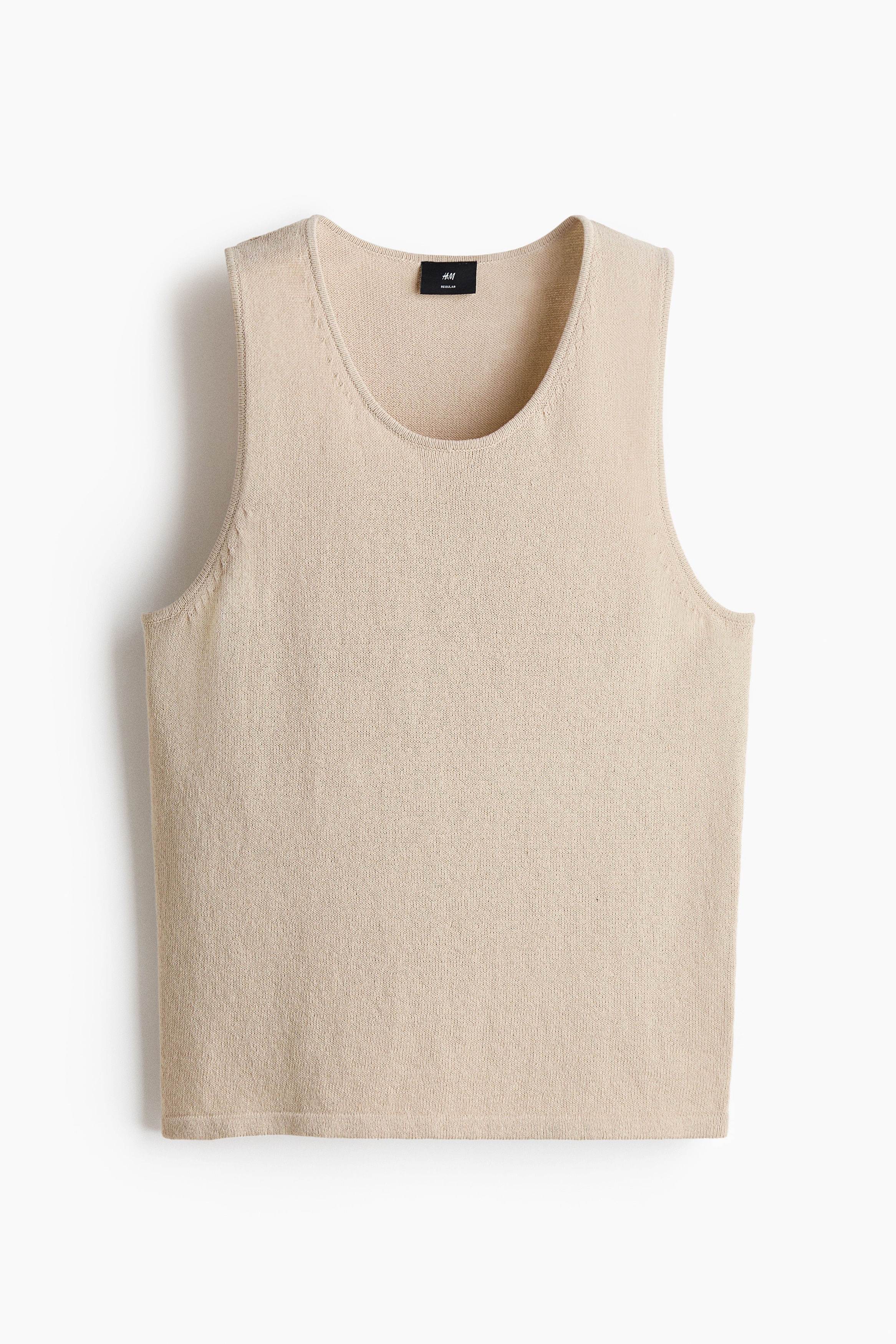 Camiseta sin mangas en punto Regular Fit - Beige claro/Marrón oscuro/Rojo empolvado