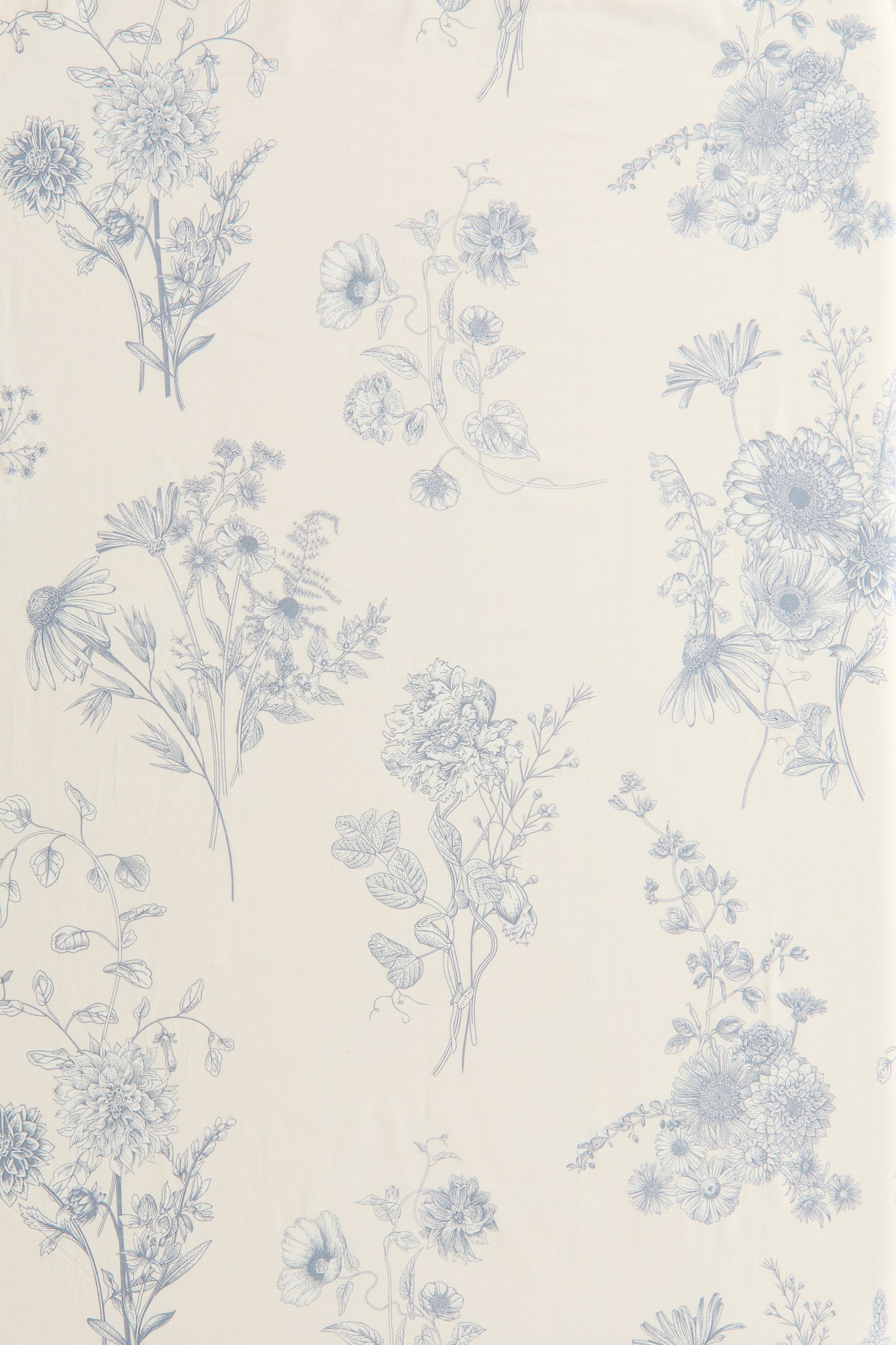 Flounced cotton-blend double/king valance - White/Blue floral/White/Cream/Floral - 2