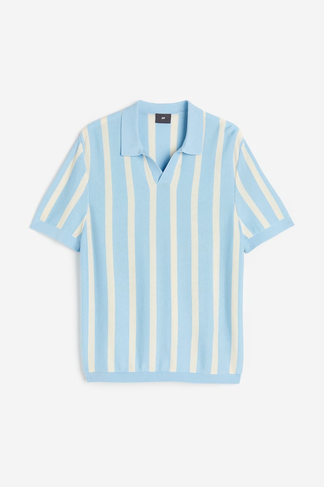 Regular Fit Fine-knit cotton polo shirt - Light blue/Striped/Brown/White striped - 2