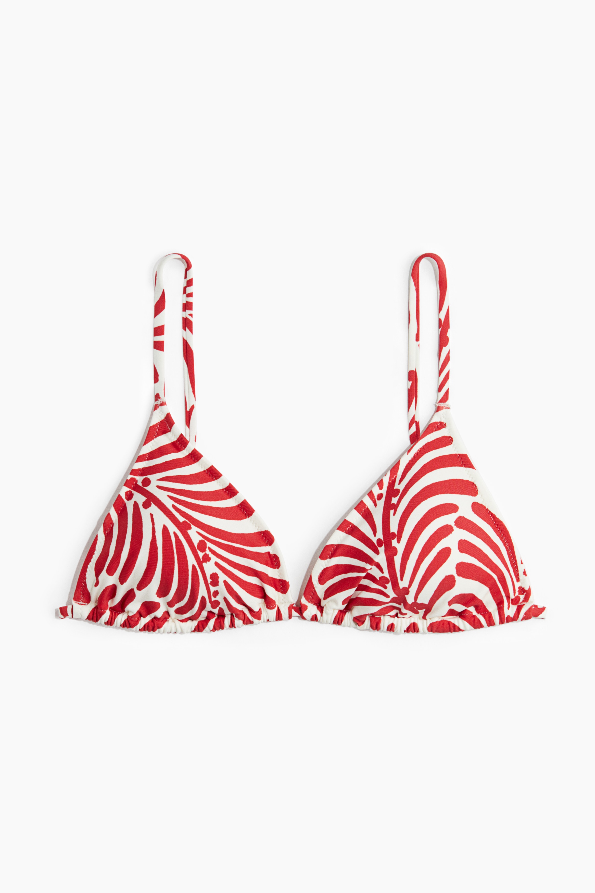 Padded Triangle Bikini Top - White/red patterned/Dark green/Apricot/white
