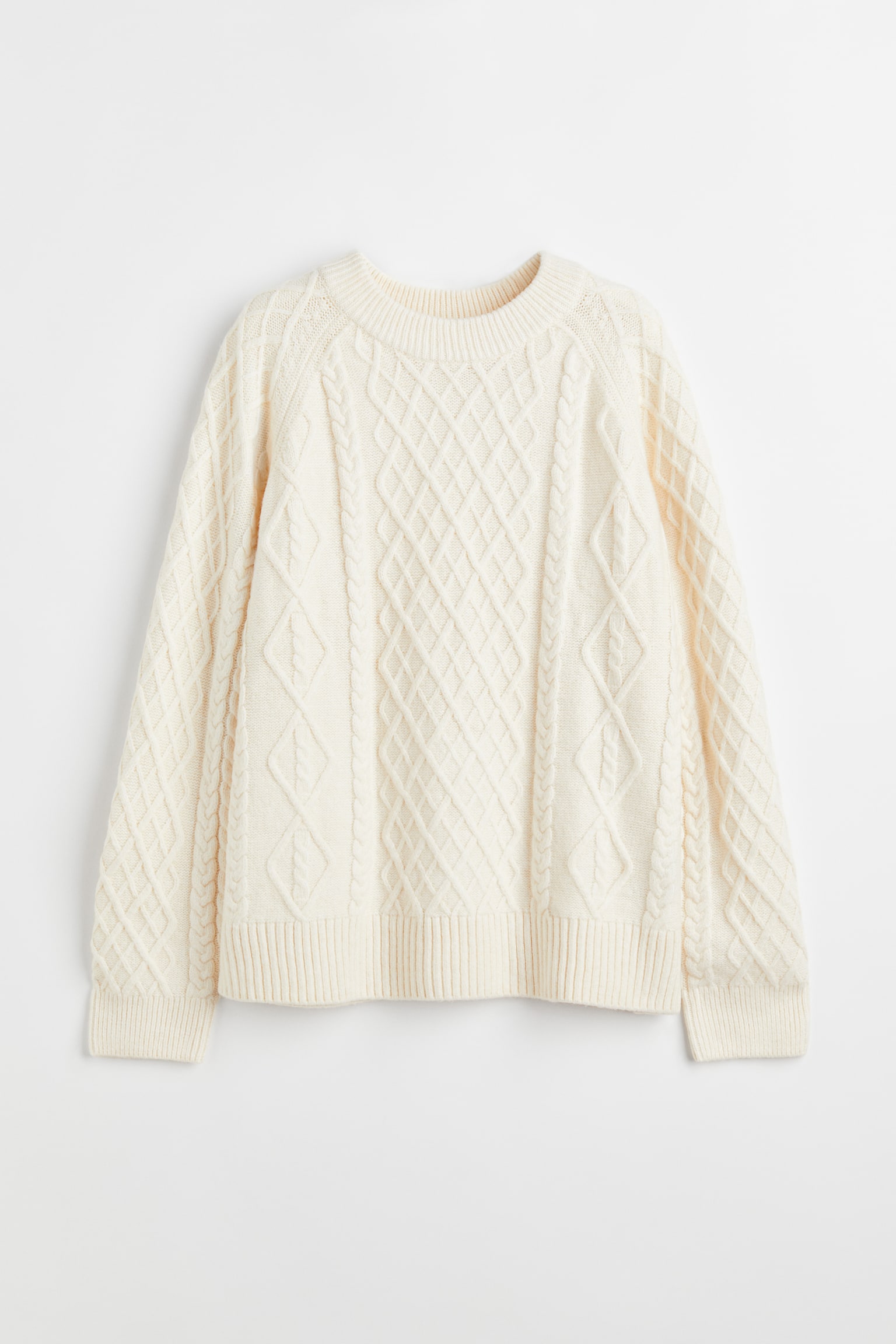 Cable Knit Sweater - Cream - 1