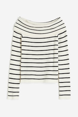 Off The Record Top, Cream/Black Stripe