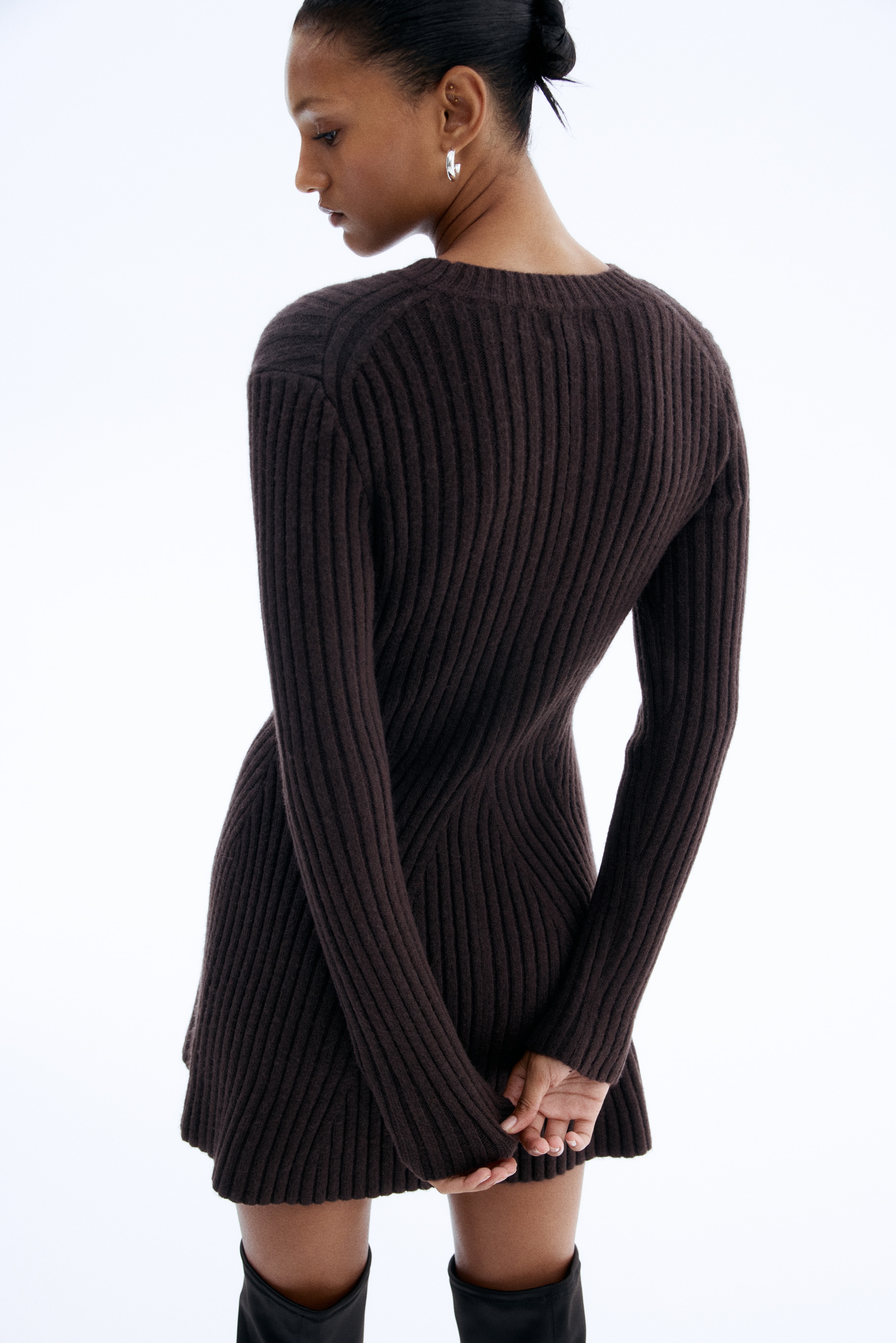 Women's Dark gray melange Rib-knit Dress | H&M US Women's Dark gray melange Rib-knit Dress | H&M US