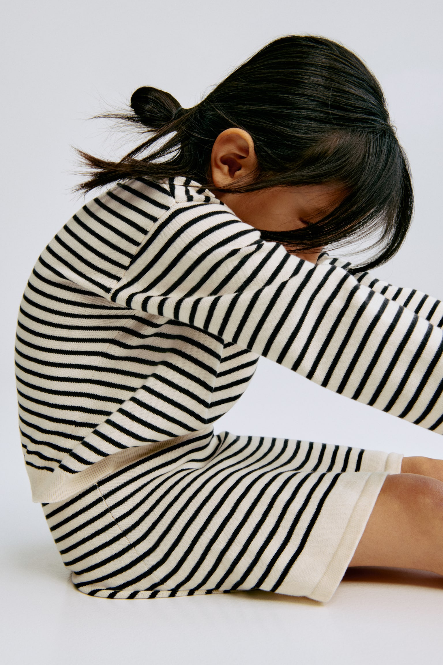 2-piece jumper and skirt set - Light beige/Striped - 3