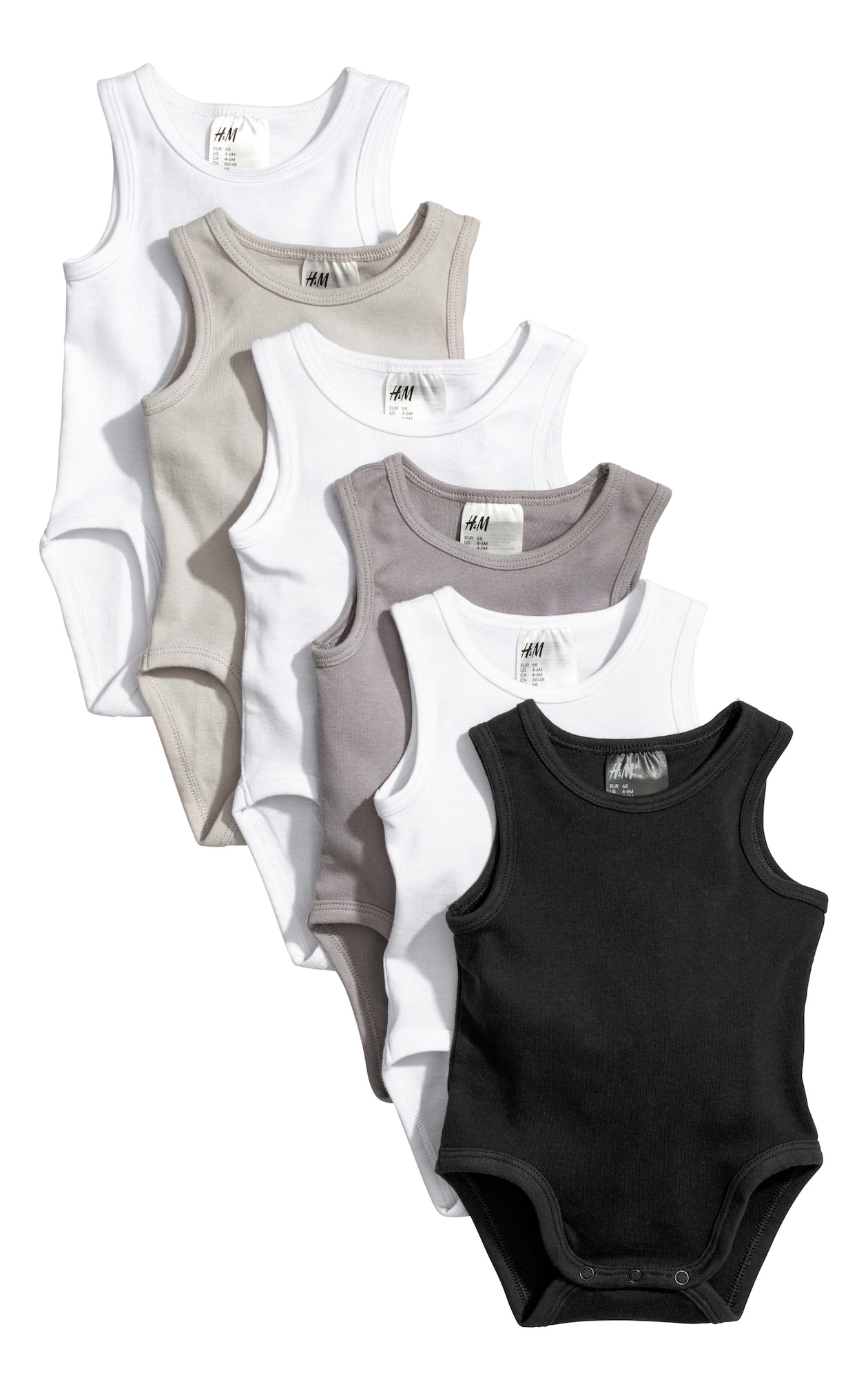6-pack sleeveless bodysuits Black Kids H&M