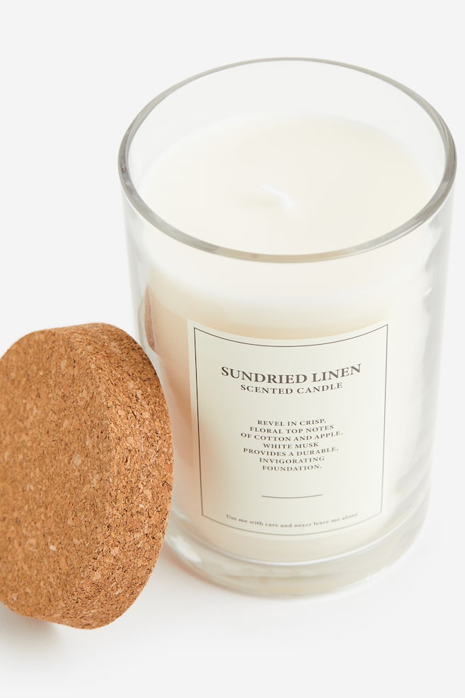 Large cork-lid scented candle - White/Sundried Linen/Black/Rich Mahogany/Beige/Sublime Patchouli/Green/Yuzu Blossom/dc/dc - 3