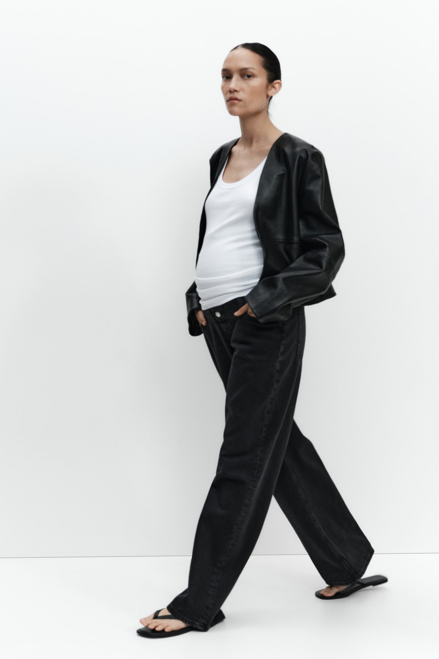 Женские джинсы H&M Mama Wide, цвет: Чёрный — фото 6
