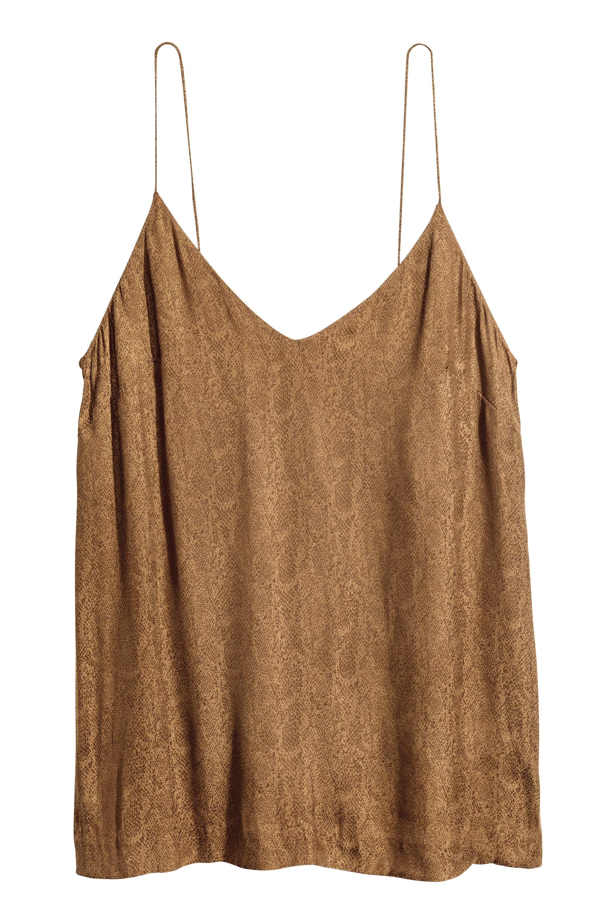 Agrandir l'image: Top à encolure en V - Kaki/motif - FEMME | H&M FR 1
