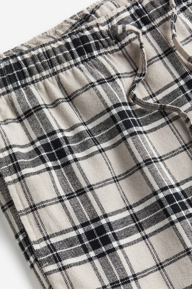 Regular Fit Pyjamasbukse i flanell - Beige/Rutet/Rød/Rutet - 3