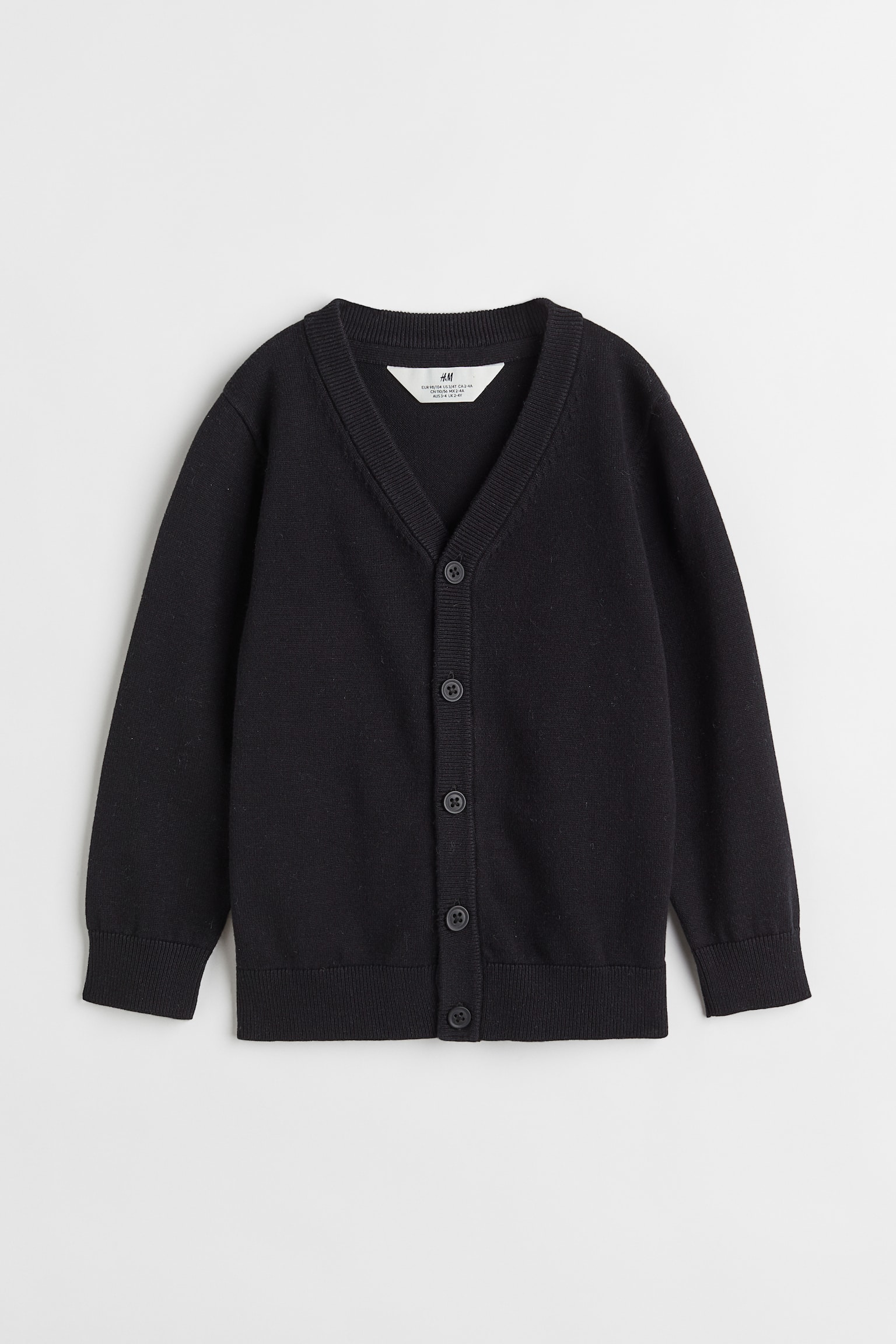 Fine Knit Cotton Cardigan - Black/Navy blue/Light grey marle/Light grey marle - 1