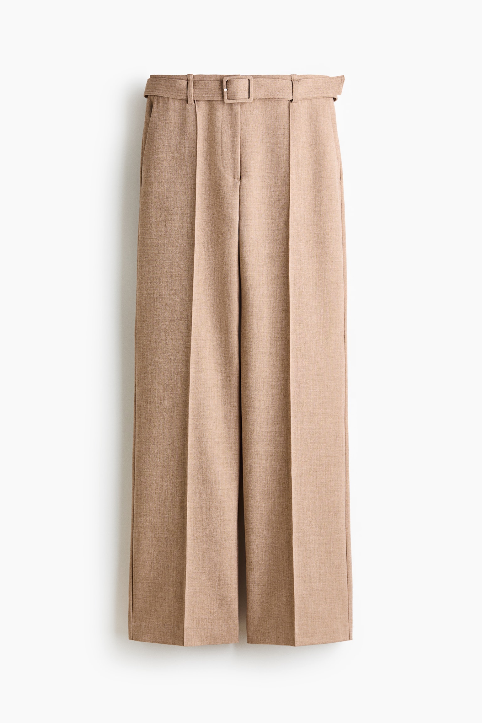 Stylede bukser med bælte - Beige/Mørkebrun - 1