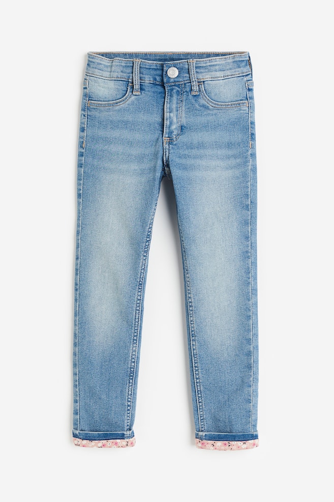 Skinny Fit Lined Jeans - Helles Denimblau/Dunkles Denimblau - 1
