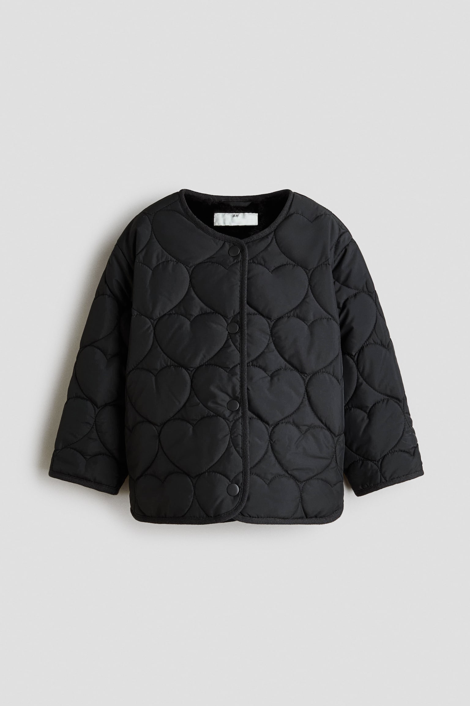 Veste matelassée avec doublure en tissu peluche - Noir/Taupe clair
