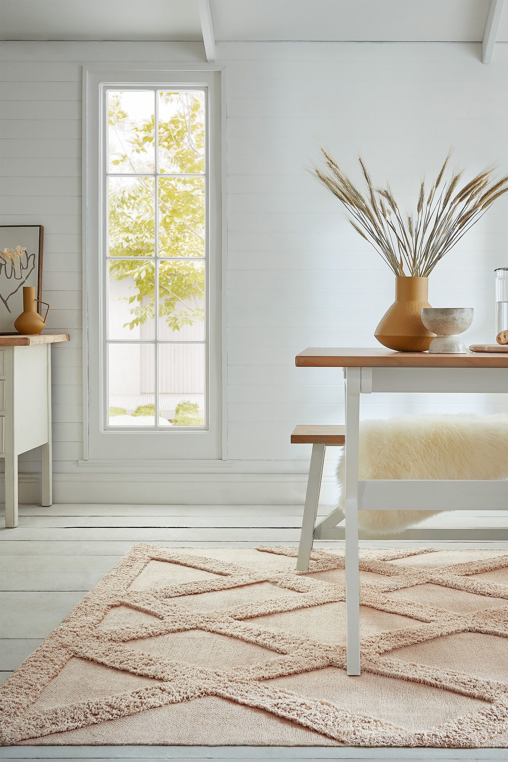 Salmiakkikuvioinen Tessa-matto - Luonnonvärinen